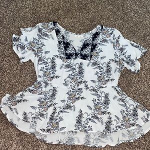 White Floral Blouse